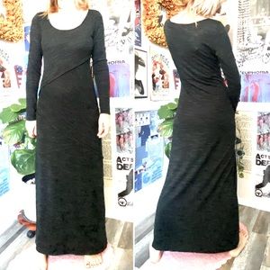 Sophie Max Black Sweater Dress Maxi Knit Long Sleeve Round Neckline Sz. M